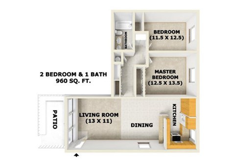 Two bedroom floor plan 