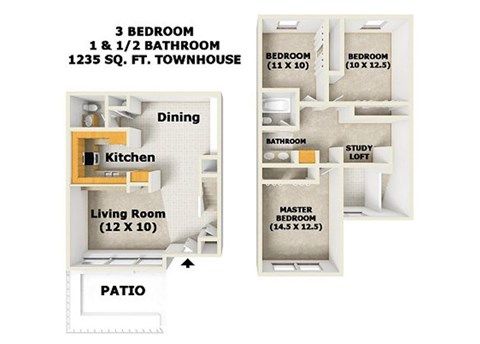 Three bedroom floor plan 
