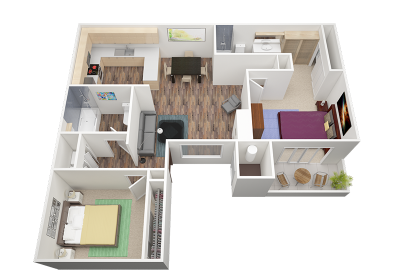 Two Bedroom Floor Plan Apartments in Citrus Heights, CA l Foxborough Apartments