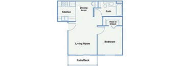 One Bedroom Floor Plan l Castaic Lake Senior Village in Castaic CA