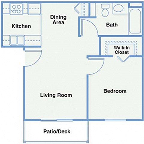 1 Bed 1 Bath A Floor Plan 1