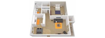 1 Bedroom 1 Bath floor plan. l The Grove Apartments in Davis CA