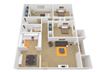 3 Bedroom 2 Bath floor plan. l The Grove Apartments in Davis CA