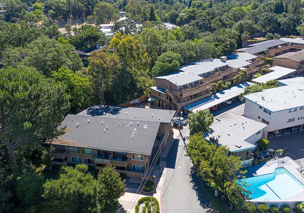 Arial view of community Walnut Creek |Creekside Terrace Apartments