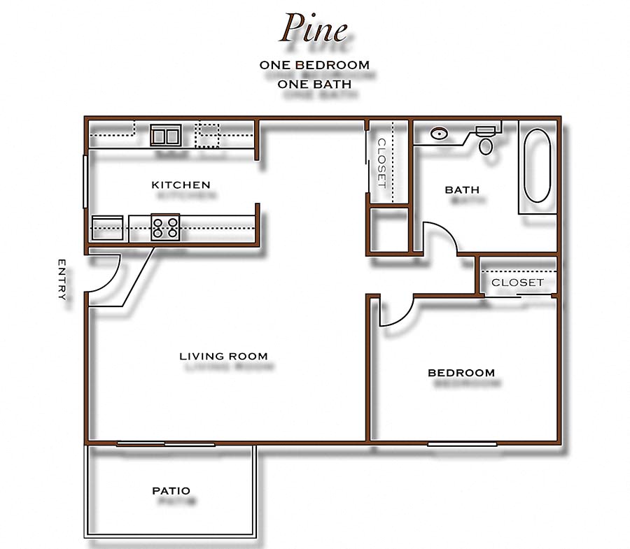 One bedroom floor plan l Park Club Apts
