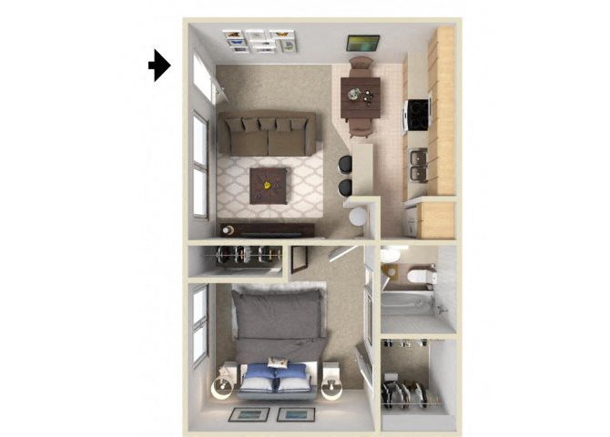 The A floor plan. l J Street Apartments for Rent in Davis CA