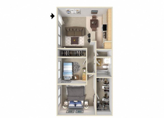 The B floor plan. l J Street Apartments for Rent in Davis CA
