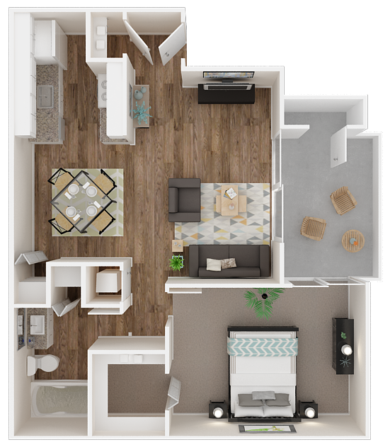 One bedroom floor plan l Glenbook apartments in Chico, Ca