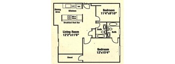 two bedroom floor plan l Apartments in Cameron Park l Cameron Ridge 