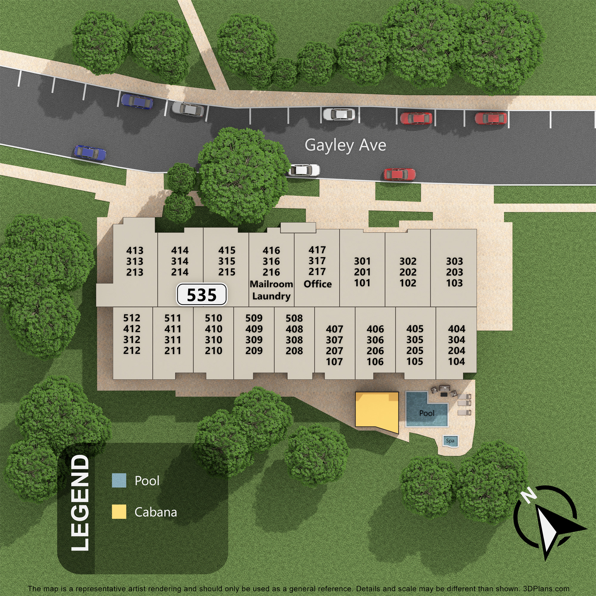 a rendering of the facade of a building with the different units on it