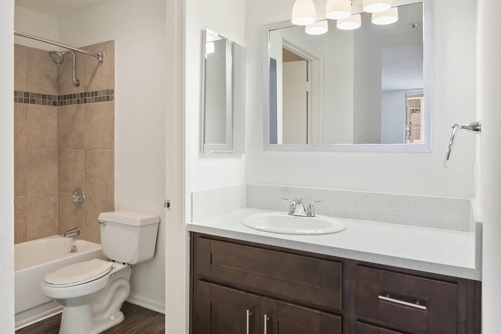 a bathroom with a sink toilet and a mirror
