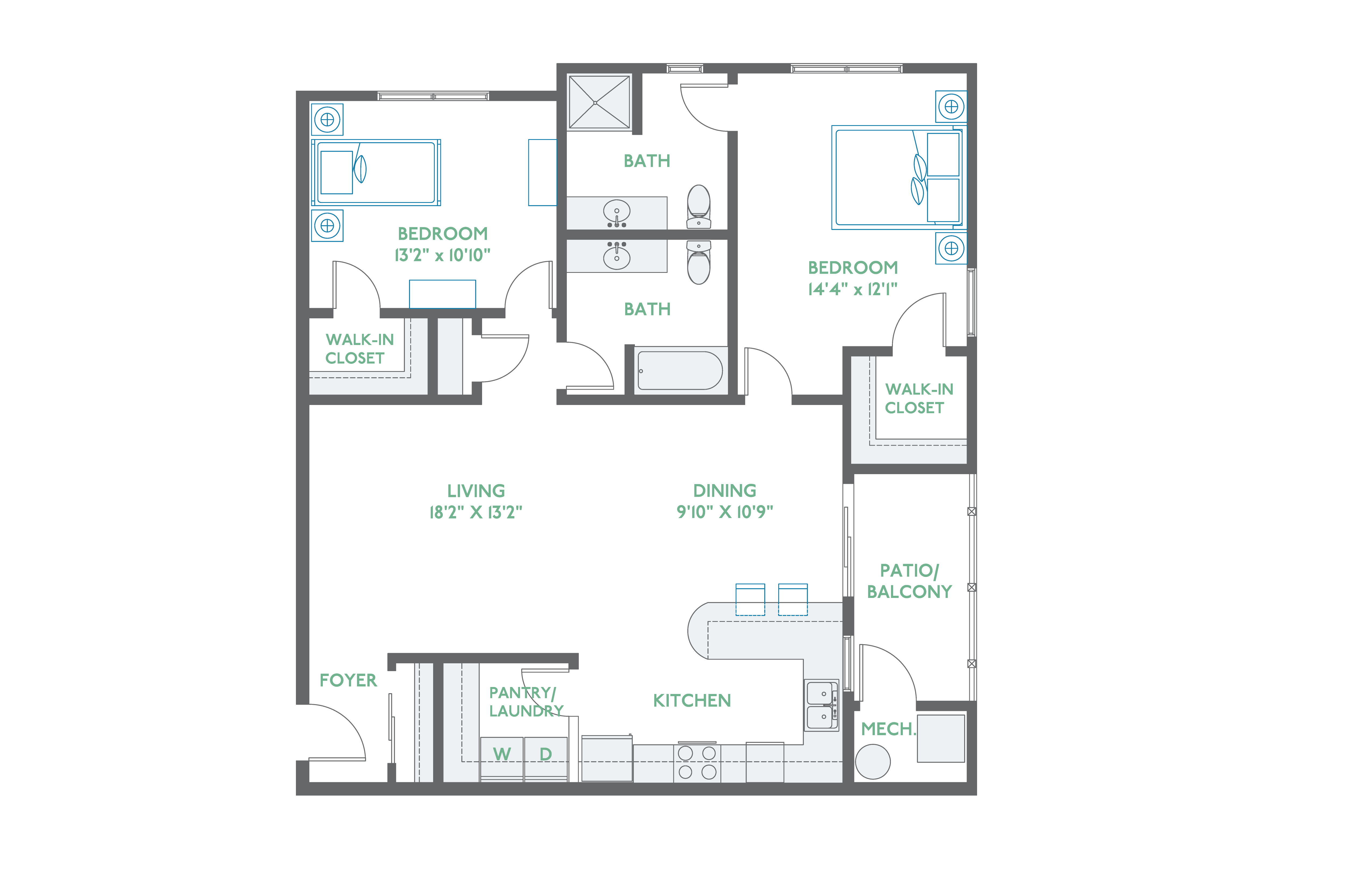 2 Bed / 2 Bath - Style 3