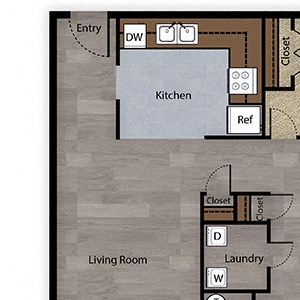 3 Bedroom, 1 Bathroom - 1259 SF