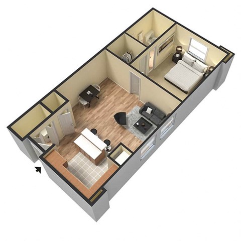1 bedroom 3D floor plan