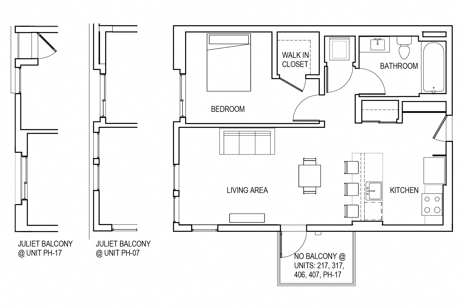 1 Bedroom 1 Bath A