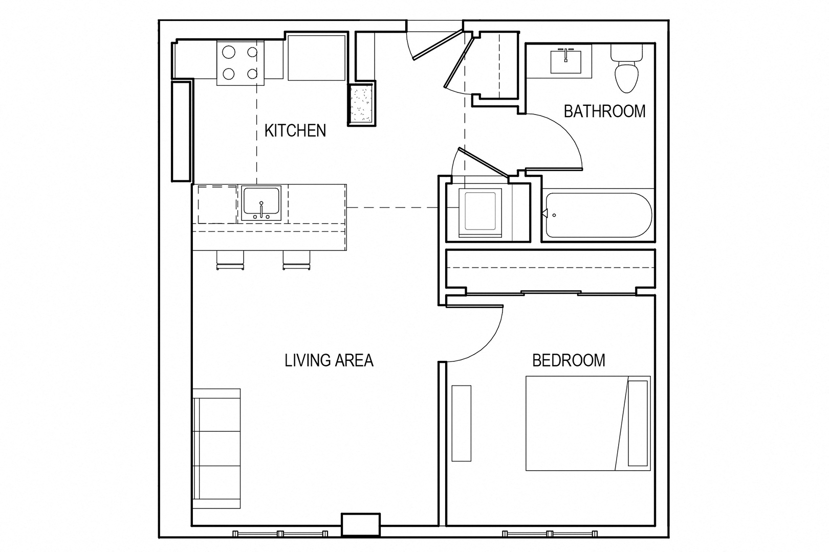 1 Bedroom 1 Bath E