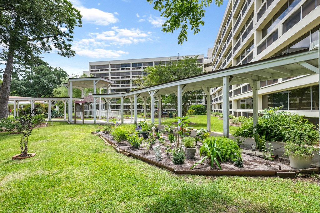 a garden in the middle of an office building