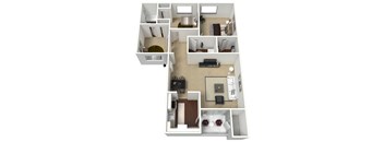 3 bedroom 2 bathroom 3D floor plan