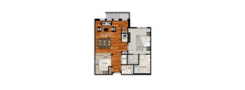 1BR 1.5BA Flat