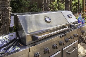 grilling station with large stainless steel grill at The Mills at 601, Prattville