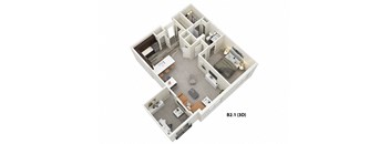 1 Bed 1 Bath + Den (B2) Floor Plan at One Deerfield Apartments, Mason, 45040