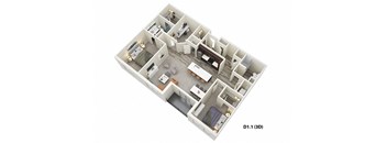 2 Bed 2 Bath + Den (D1) Floor Plan at One Deerfield Apartments, Mason, 45040