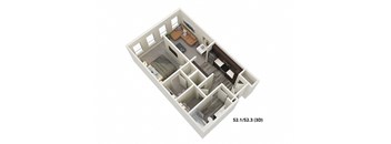 Studio (S2) Floor Plan at One Deerfield Apartments, Mason, OH