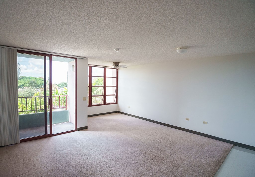 Living room with sliding glass door