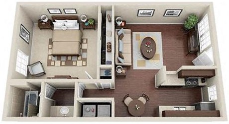 1-Bedroom floor plan