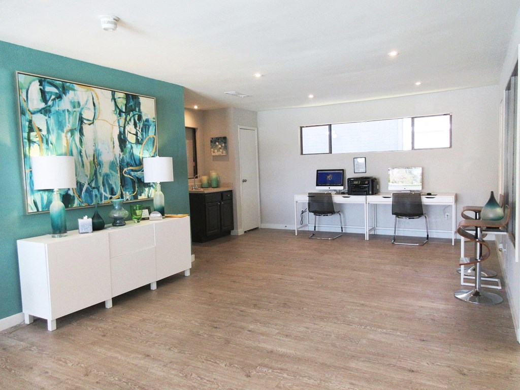 Clubhouse with computers and printer