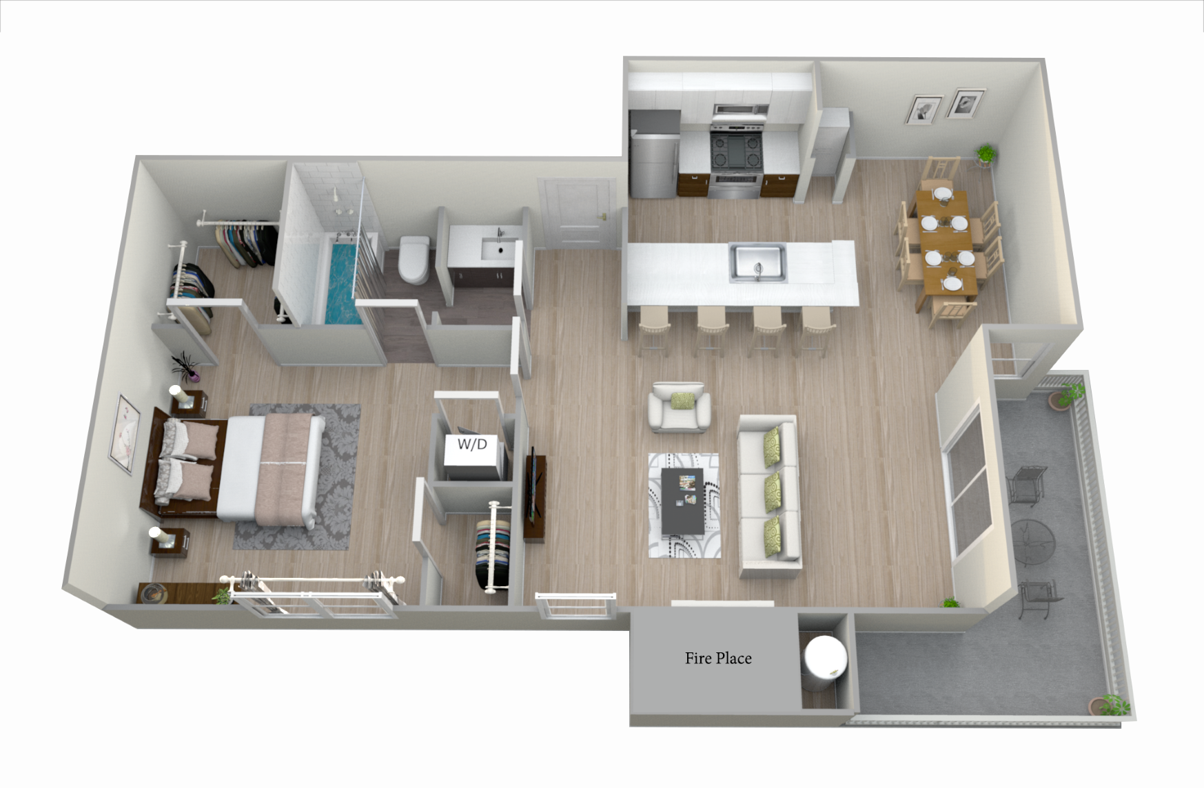 1-Bedroom floor plan