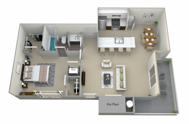 1-Bedroom floor plan