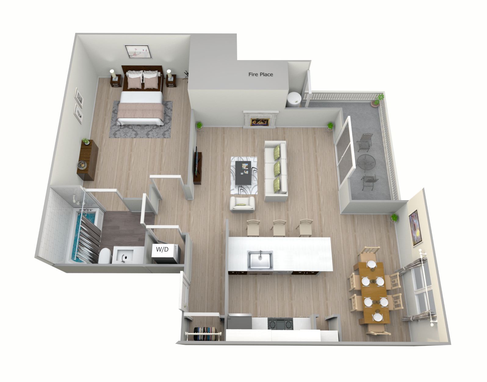 1-Bedroom floor plan
