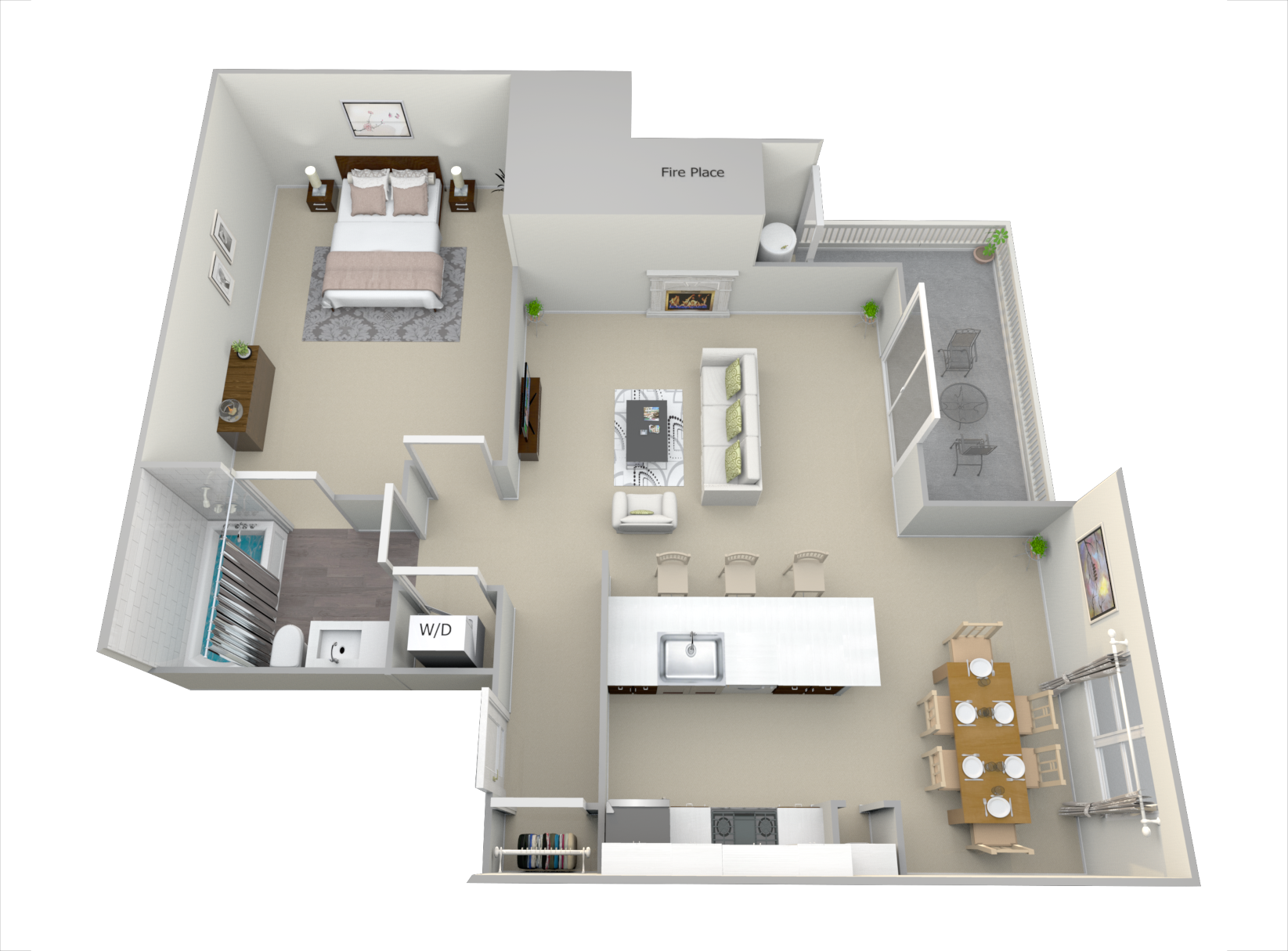1-Bedroom floor plan