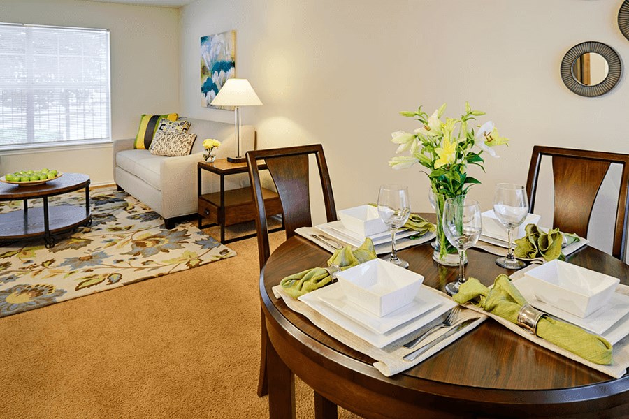 Furnished dining and living room