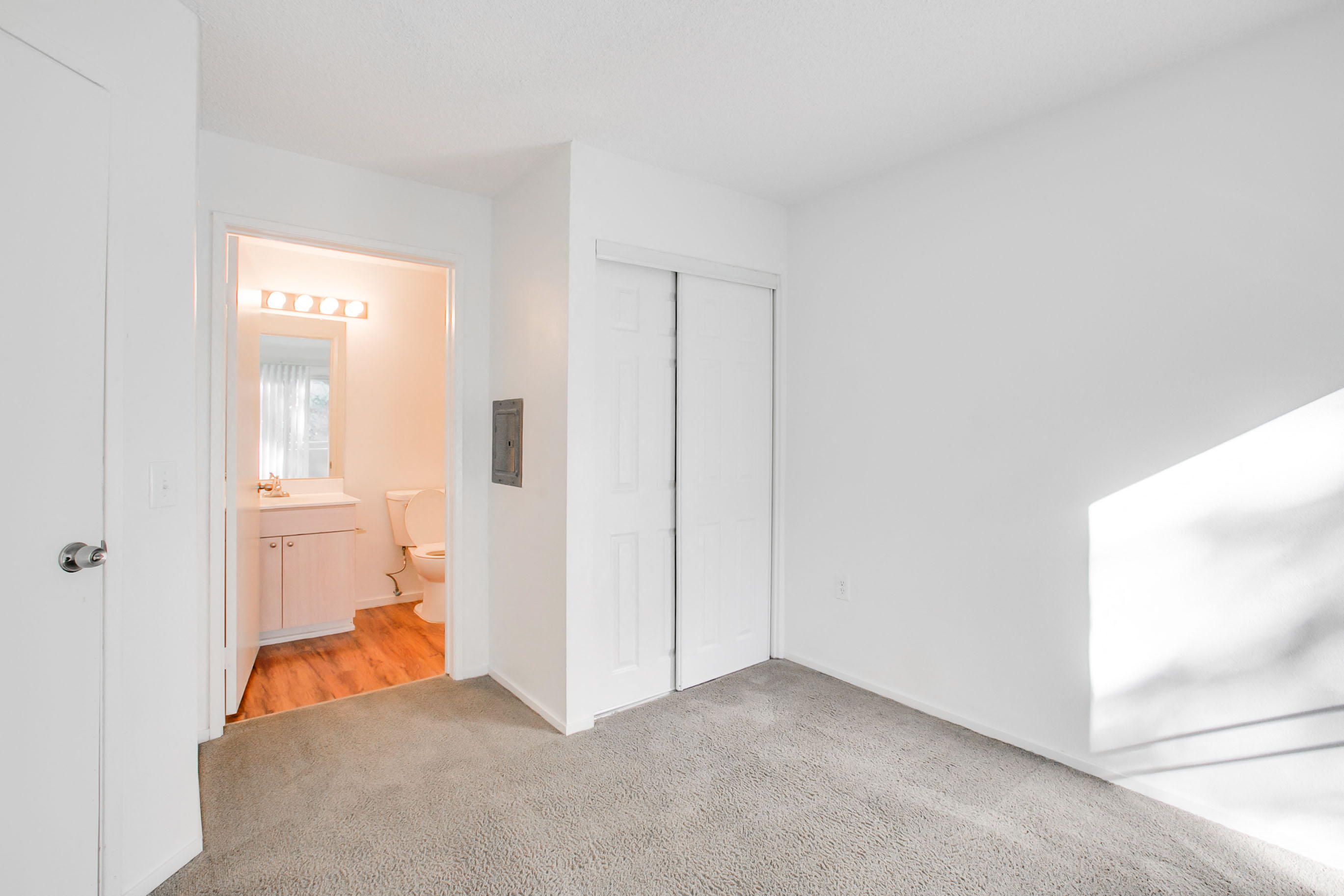 Bedroom with attached bathroom