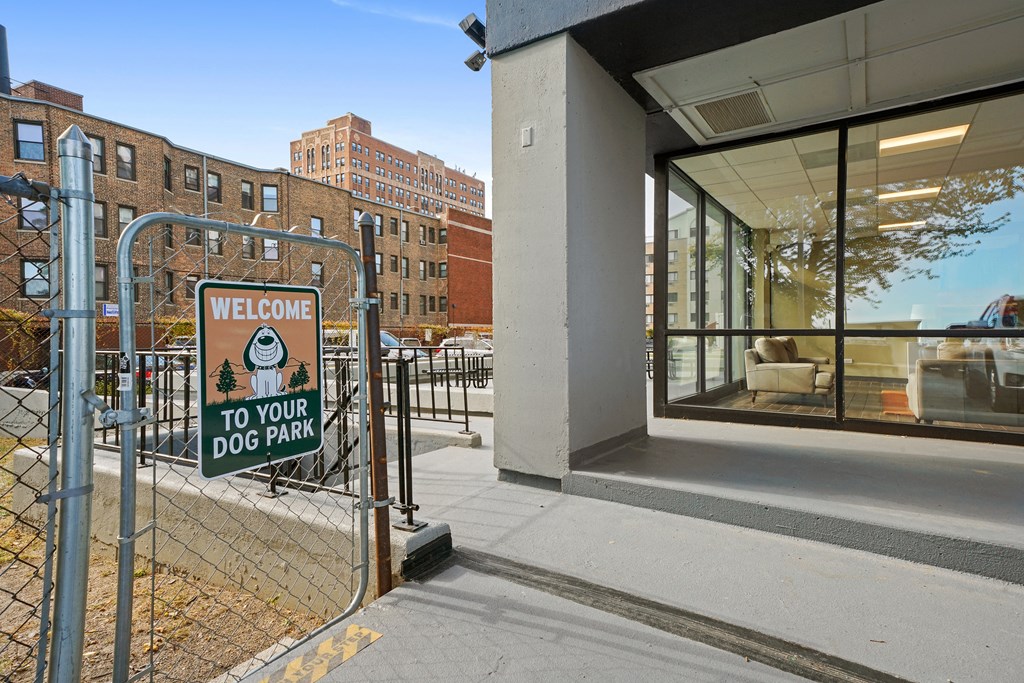 Entrance to dog park at 7251 at Waters Edge, Chicago, Illinois
