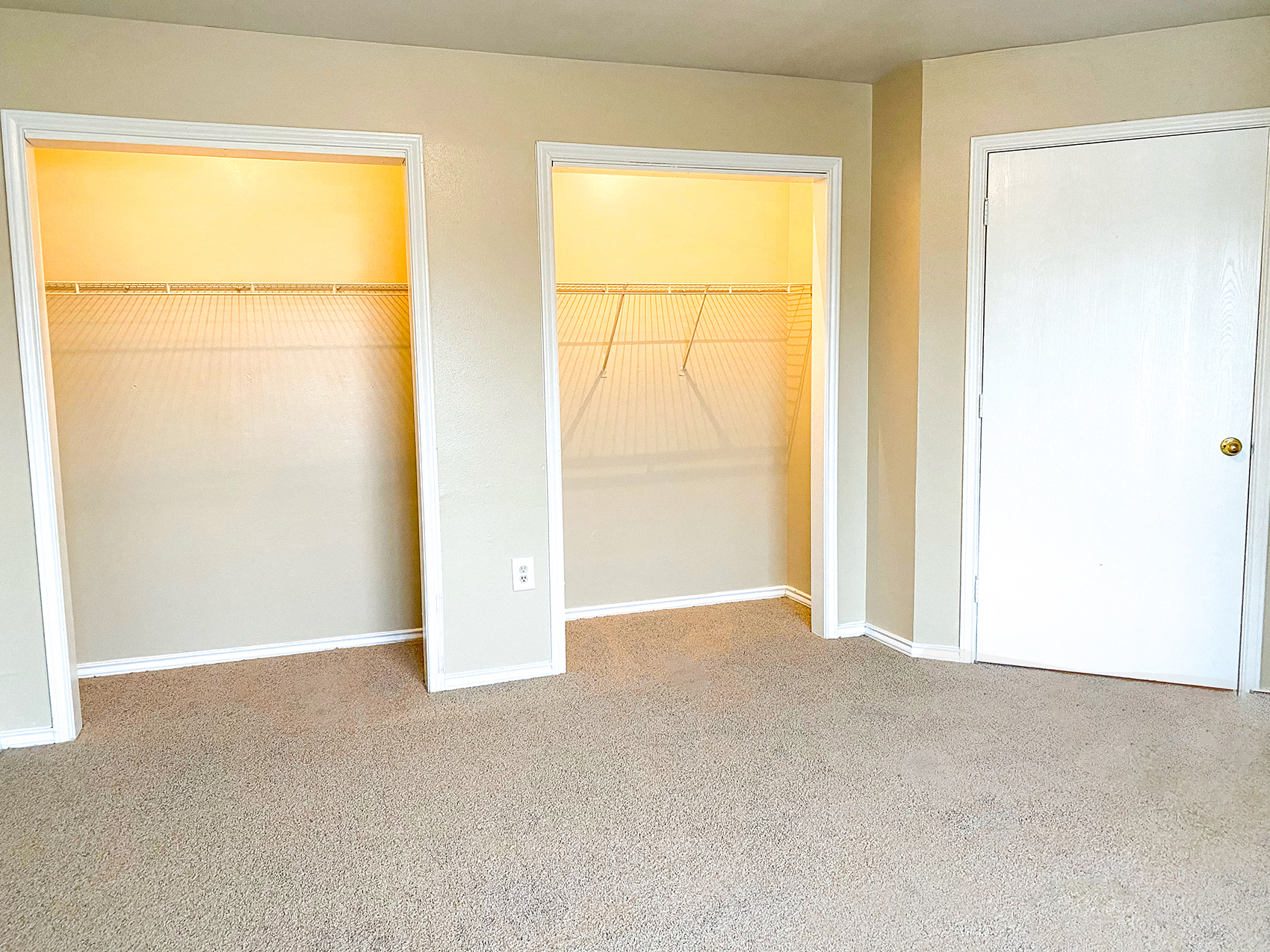 Bedroom with two large closets at Cobblestone Corners Apartment Homes, Nashville, Tennessee