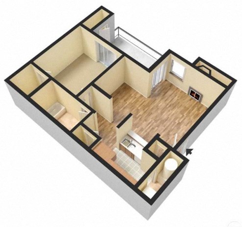 1-Bedroom floor plan