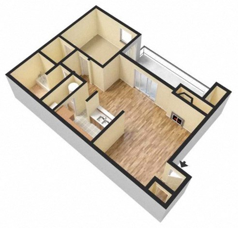 1-Bedroom floor plan