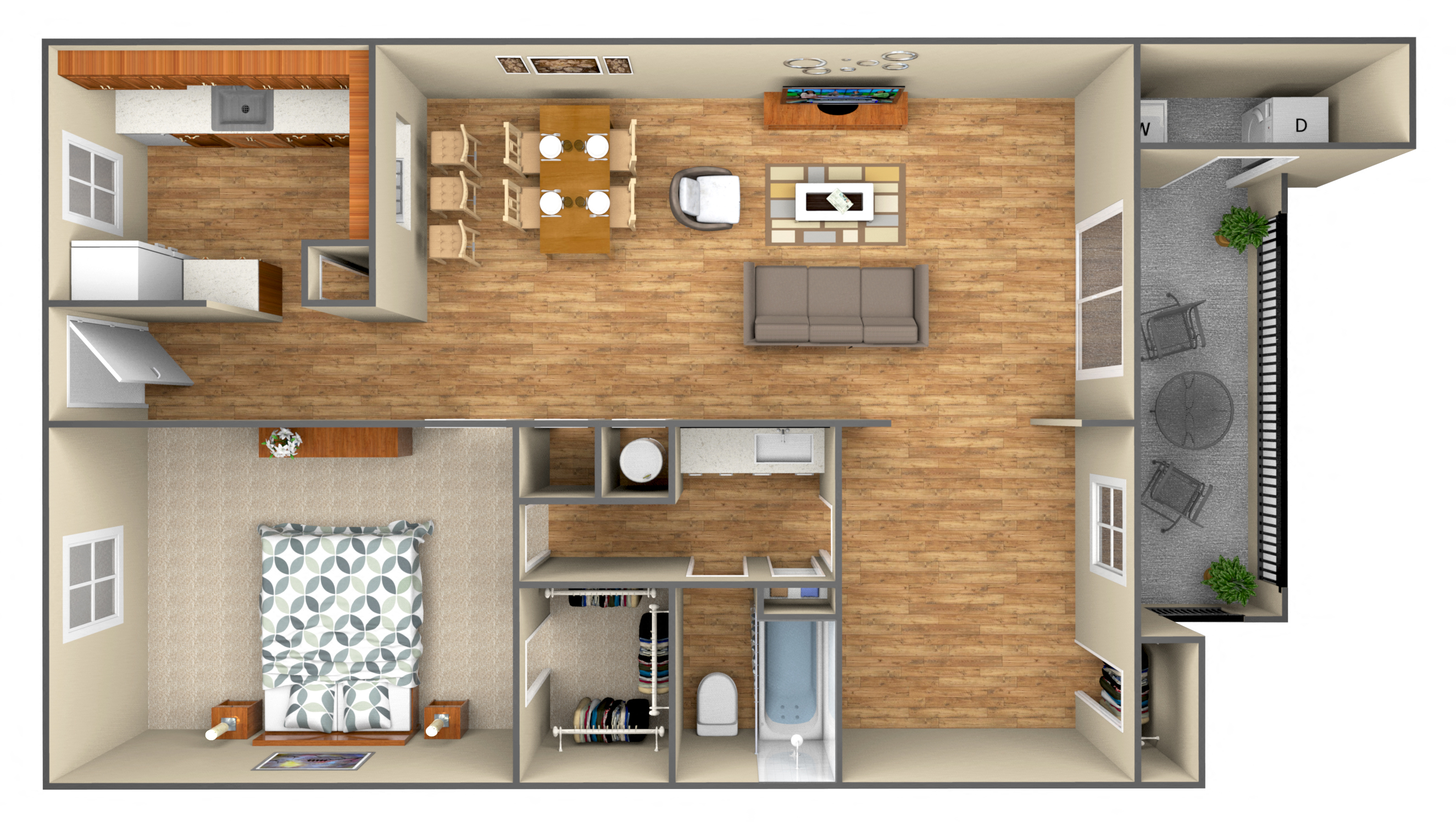 1-Bedroom floor plan