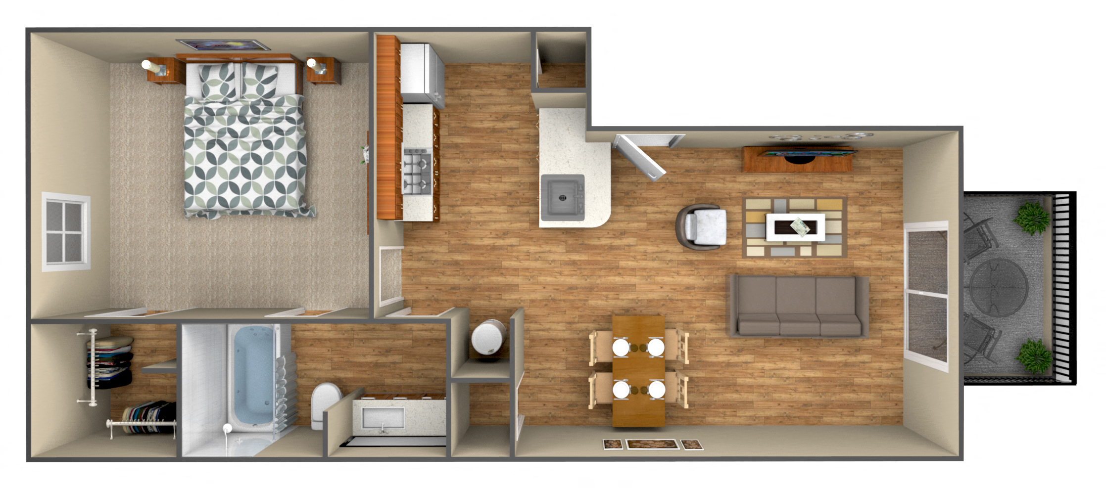 1-Bedroom floor plan