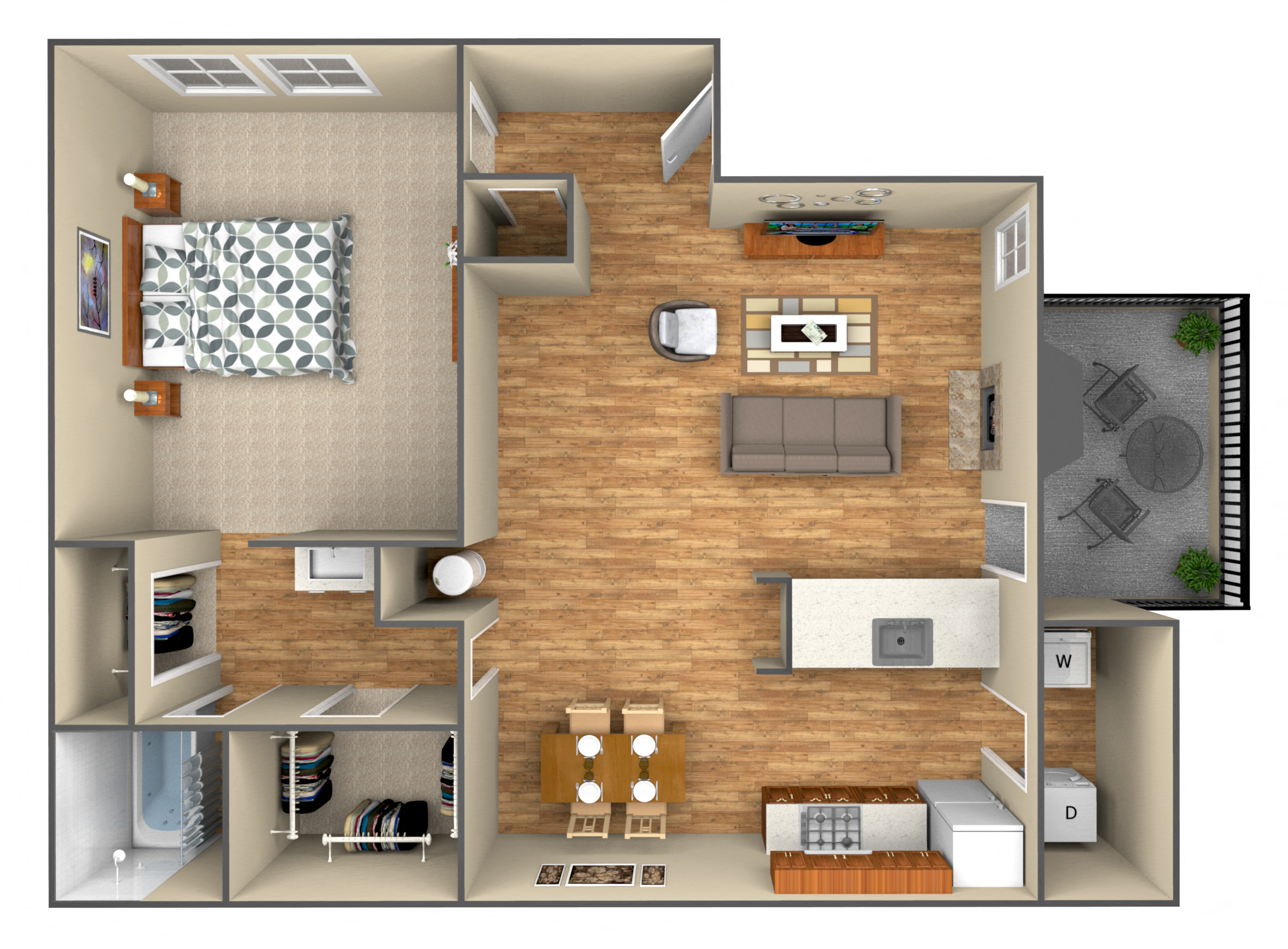 1-Bedroom floor plan