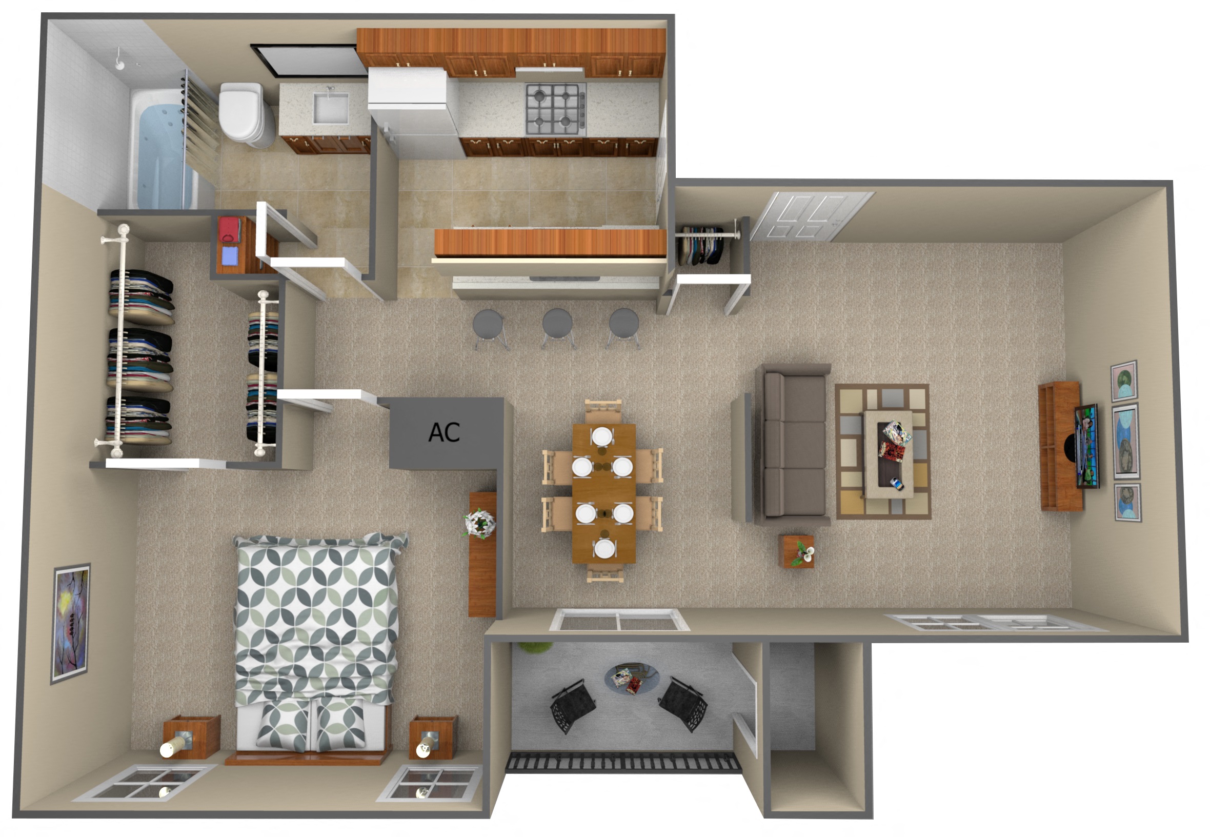 1-Bedroom floor plan