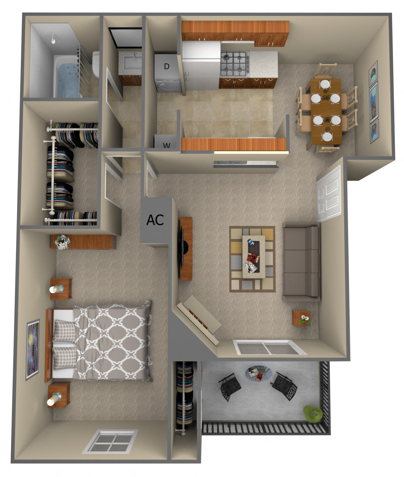 1-Bedroom floor plan