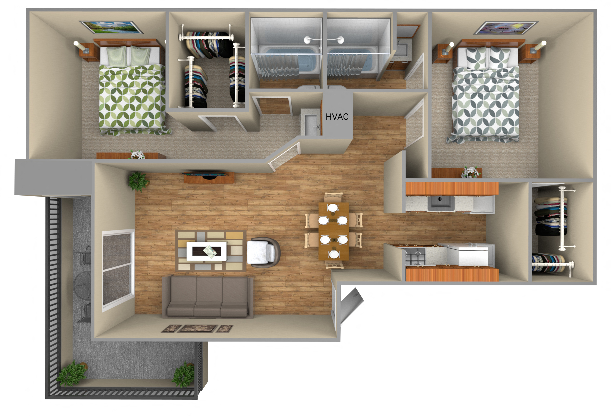 E Floor Plan at Sugar Tree Apartment Homes, Corpus Christi