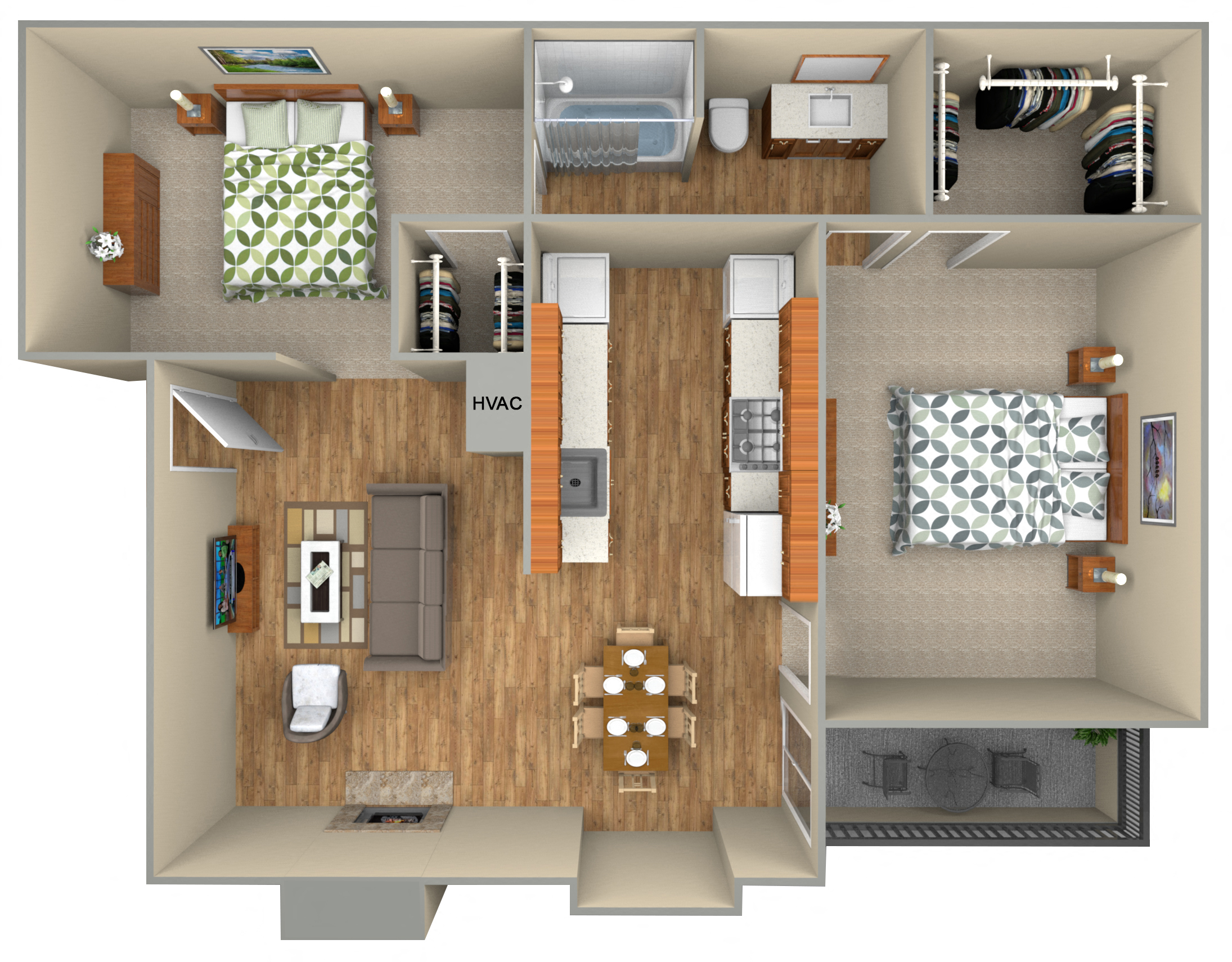 H Floor Plan at Sugar Tree Apartment Homes, Corpus Christi, TX, 78412