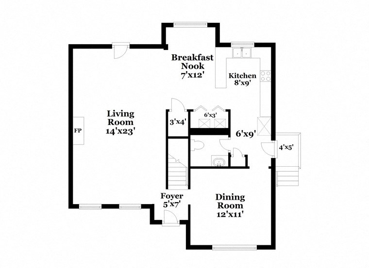 a floor plan of a house with a bedroom and a living room