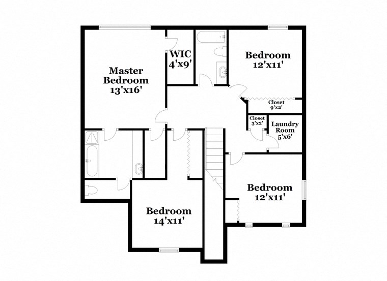 a floor plan of a house with two bedrooms and a bathroom