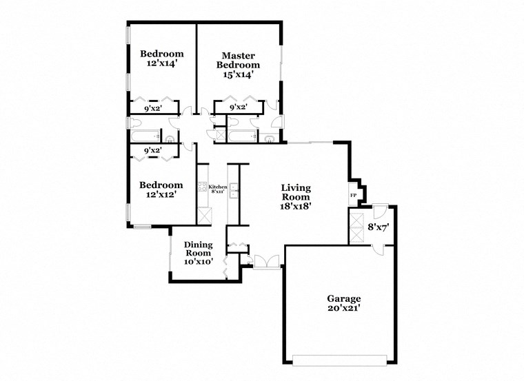 a floor plan of a house with two floors and a garage